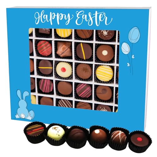 Hallingers Happy Easter XXL - Ostergeschenke für Osterkörbchen zu Ostern, Pralinen handmade teils mit Alkohol (Box) - Ostergeschenke Osterkörbchen Ostereier & als Osterdeko | Glückwunsch Glückwünsche von Hallingers Genuss Manufaktur