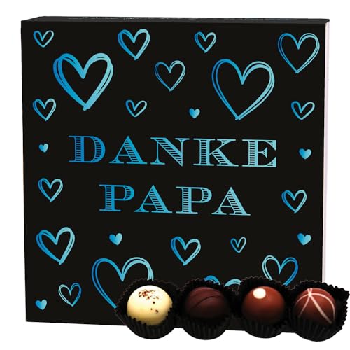 Hallingers Danke Papa - Vatertagsgeschenk Pralinen Geschenk handmade ohne Alkohol aus Edelkakao zum Vatertag für Papa (Box) - Ostergeschenke Osterkörbchen Ostereier & als Osterdeko | Danke Jahrestag N von Hallingers Genuss Manufaktur