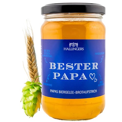 Hallingers Brotaufstrich Biergelee Bester Papa - Vatertagsgeschenk & zum Muttertag Handgerührter Brotaufstrich fürs Vatertags Frühstück (Glas) - Valentinstag als Geschenk für ihn & Geschenk für sie | von Hallingers Genuss Manufaktur