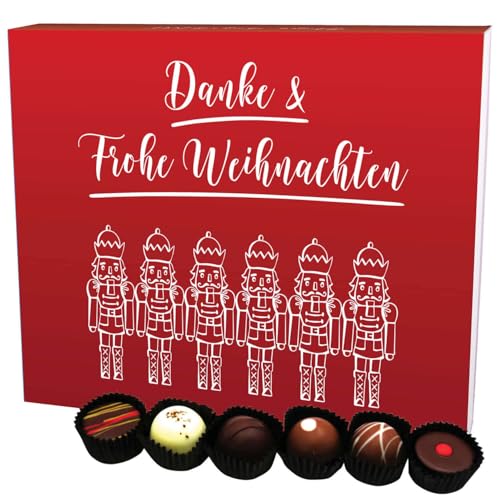 Hallingers Danke & Frohe Weihnachten XXL - Manufaktur Pralinen Weihnachten Geschenk handmade ohne Alkohol aus Edelkakao Schokolade (Box) - Adventskalender Neuheiten & Adventskalender befüllen | Glückw von Hallingers Genuss Manufaktur