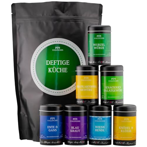 Hallingers Deftige Küche - Wundertüte XXL Gourmet Gewürze Geschenkset mit 7 Aromadosen - Gewürzmischungen für den Winter (Set) - Adventskalender Neuheiten & Adventskalender befüllen | Neues Zuhause Ru von Hallingers Genuss Manufaktur