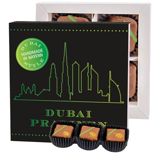 Hallingers Dubai Pralinen - Dubai Schokolade Style Manufaktur Pralinen handmade in Bayern ohne Alkohol aus Edelkakao (Box) - Valentinstag Geschenk für sie & Geschenk für ihn | Geburtstag Glückwunsch D von Hallingers Genuss Manufaktur