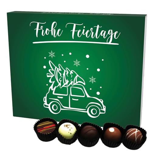 Hallingers Frohe Feiertage XL - Manufaktur Pralinen Weihnachten Geschenk handmade ohne Alkohol aus Edelkakao Schokolade (Box) - Ostergeschenke Osterkörbchen Ostereier & als Osterdeko | Glückwunsch Dan von Hallingers Genuss Manufaktur