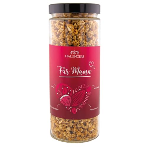 Hallingers Für Mama - Zum Mutterag für Mama feinstes Gourmet-Müsli frisch aus der Mühle, fix & fertig als Geschenk (Glas) - Ostergeschenke Osterkörbchen Ostereier & als Osterdeko | Neues Zuhause Jahre von Hallingers Genuss Manufaktur