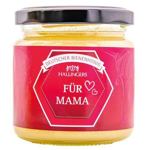 Hallingers Für Mama - Zum Muttertag für Mama Deutscher Bienenhonig direkt vom Imker, fix & fertig als Geschenk (Glas) - Valentinstag als Geschenk für ihn & Geschenk für sie | Genesung Jahrestag Freund von Hallingers Genuss Manufaktur