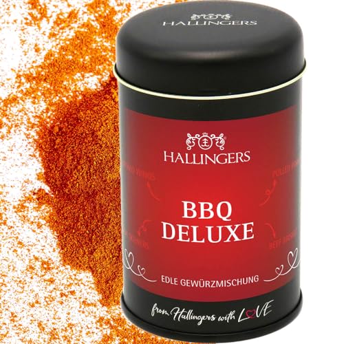 Hallingers BBQ Barbecue Deluxe - Gewürz-Mischung für Grill, Marinaden & Krustentiere (Dose) - Adventskalender Neuheiten & Adventskalender befüllen | Neues Zuhause Ruhestand Genesung von Hallingers Genuss Manufaktur