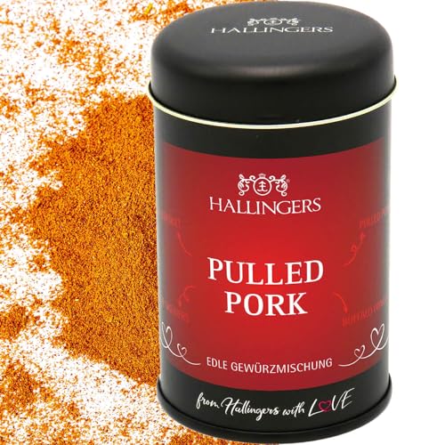 Hallingers Pulled Pork - Gewürz-Mischung für Grillgut, Marinaden & Krustentiere (Dose) - Adventskalender Neuheiten & Adventskalender befüllen | Neues Zuhause Ruhestand Genesung von Hallingers Genuss Manufaktur