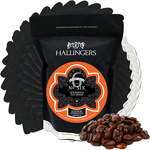 Hallingers 10x No. Six - Gourmet-Kaffee aus Indien, schonend langzeit-geröstet (Bag) - Geschenkideen Weihnachten & Geschenke Weihnachten | Geburtstag Glückwunsch Neues Zuhause Jahrestag Genesung von Hallingers Genuss Manufaktur