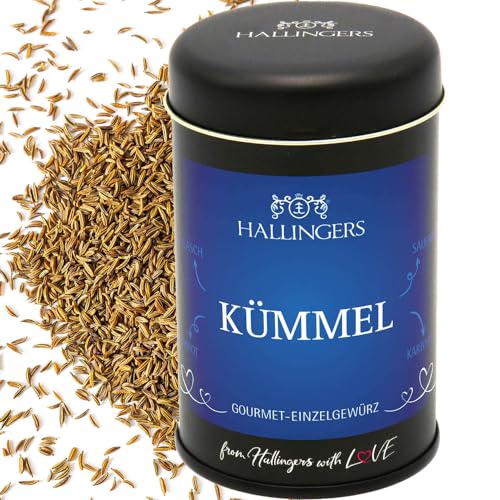 Hallingers Kümmel - Basis-Gewürz für Gulasch, Roggenbrot, Sauerkraut & Kartoffelsuppe (Dose) - Valentinstag als Geschenk für ihn & Geschenk für sie | Neues Zuhause Ruhestand Freundschaft Genesung von Hallingers Genuss Manufaktur