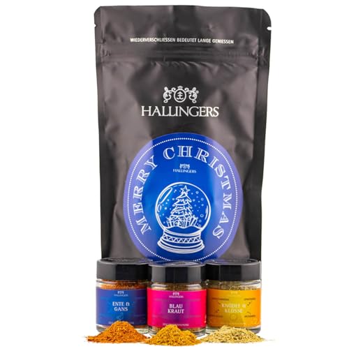 Hallingers Merry Christmas - Weihnachtliche Geschenk Wundertüte, Gourmet-Köstlichkeiten als Geschenkkorb zu Weihnachten (Set) - Adventskalender Neuheiten & Adventskalender befüllen | Neues Zuhause Glü von Hallingers Genuss Manufaktur