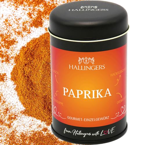 Hallingers Paprika - Basis-Gewürz für Gulasch, Tomatensuppe & Hackfleischröllchen (Dose) - Ostergeschenke Osterkörbchen Ostereier & als Osterdeko | Geburtstag Glückwunsch Neues Zuhause Jahrestag Freun von Hallingers Genuss Manufaktur