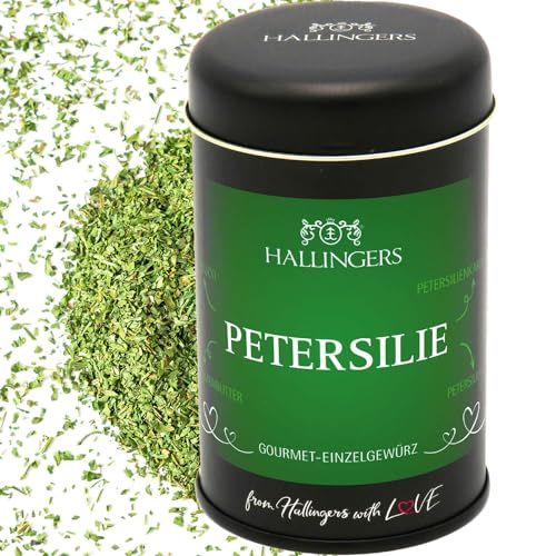 Hallingers Petersilie - Basis-Gewürz für Ossobuco, Petersilienbutter, Pesto & Kartoffeln (Dose) - Valentinstag als Geschenk für ihn & Geschenk für sie | Geburtstag Glückwunsch Neues Zuhause Danke Freu von Hallingers Genuss Manufaktur