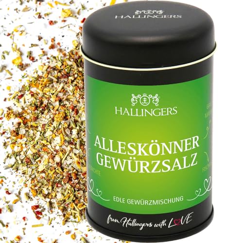 Hallingers Alleskönner Gewürzsalz - Premium Salz für Vorspeise, Gemüse & Fleisch (Dose) - Adventskalender Neuheiten & Adventskalender befüllen | Neues Zuhause Jahrestag Genesung von Hallingers Genuss Manufaktur