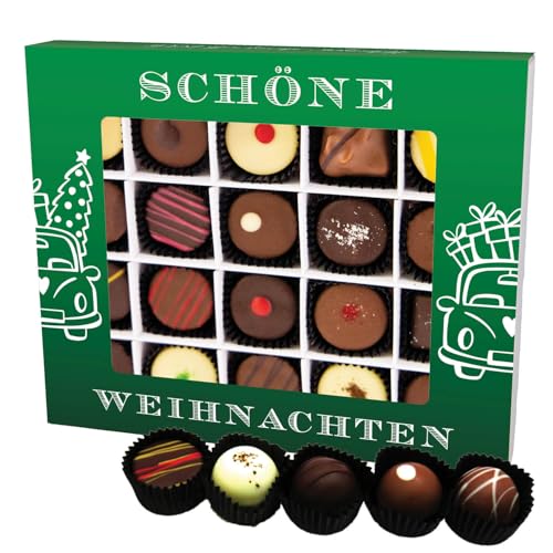 Hallingers Schöne Weihnachten XL - Manufaktur Pralinen Weihnachten Geschenk handmade teils mit Alkohol aus Edelkakao Schokolade (Box) - Geschenkideen Weihnachten & Geschenke Weihnachten | Glückwunsch von Hallingers Genuss Manufaktur