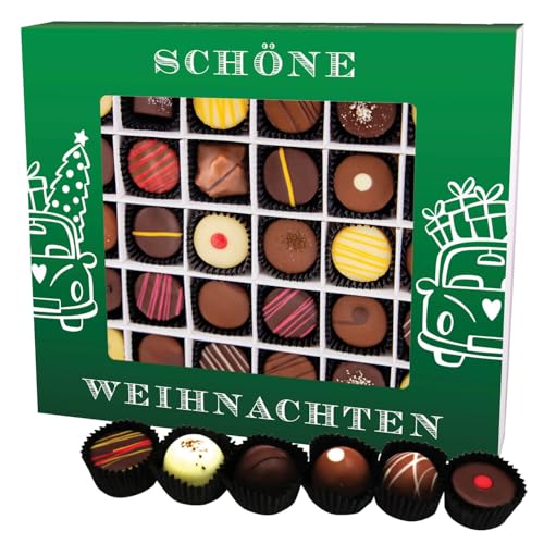 Hallingers Schöne Weihnachten XXL - Manufaktur Pralinen Weihnachten Geschenk handmade teils mit Alkohol aus Edelkakao Schokolade (Box) - Ostergeschenke Osterkörbchen Ostereier & als Osterdeko | Glückw von Hallingers Genuss Manufaktur