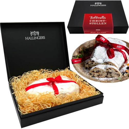 Hallingers Traditioneller Christstollen - Traditionell gebackener Christstollen in edler Box (Box) - Adventskalender Neuheiten & Adventskalender befüllen | Danke Silvester Neues Zuhause Genesung von Hallingers Genuss Manufaktur