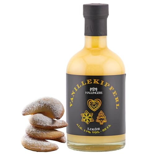 Hallingers Vanillekipferl, Sahne-Likör 17% vol. - Premium Weihnachts-Likör zu Weihnachten und im Advent als Geschenk zur Weihnacht (Glas) - Valentinstag als Geschenk für ihn & Geschenk für sie | Danke von Hallingers Genuss Manufaktur