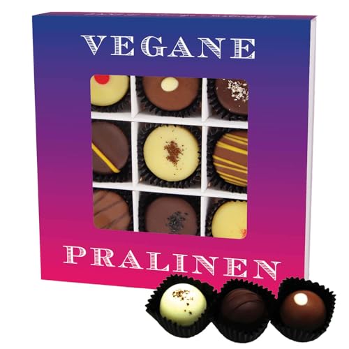 Hallingers Vegane Pralinen L - Vegane Manufaktur Pralinen Geschenk handmade teilweise mit Alkohol aus Edelkakao Schokolade (Box) - Ostergeschenke Osterkörbchen Ostereier & als Osterdeko | Geburtstag G von Hallingers Genuss Manufaktur