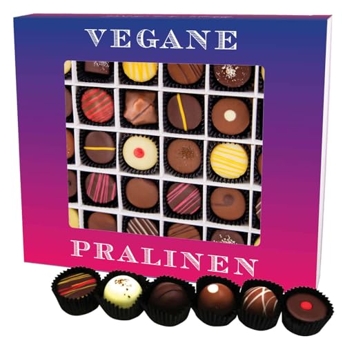 Hallingers Vegane Pralinen XXL - Vegane Manufaktur Pralinen Geschenk handmade teilweise mit Alkohol aus Edelkakao Schokolade (Box) - Geschenkideen Weihnachten & Geschenke Weihnachten | Geburtstag Glüc von Hallingers Genuss Manufaktur