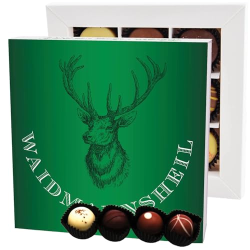 Hallingers Waidmannsheil L - Manufaktur Pralinen Geschenk handmade ohne Alkohol aus Edelkakao Schokolade für Jäger (Box) - Geschenkideen Weihnachten & Geschenke Weihnachten | Geburtstag Glückwunsch Da von Hallingers Genuss Manufaktur