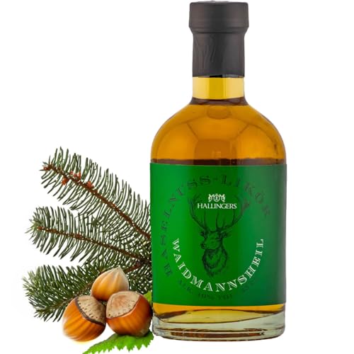 Hallingers Waidmannsheil - Premium Nuss-Likör Geschenk für Jäger, Sammler & Naturburschen (Glas) - Adventskalender Neuheiten & Adventskalender befüllen | Geburtstag Glückwunsch Danke Jahrestag Freunds von Hallingers Genuss Manufaktur