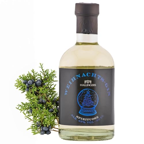 Hallingers Weihnachts-Gin, 42% vol. - Weihnachtlicher Premium-Gin (Glas) - Adventskalender Neuheiten & Adventskalender befüllen | Glückwunsch Silvester Freundschaft Genesung von Hallingers Genuss Manufaktur