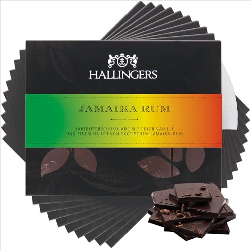 Hallingers 10x Jamaika Rum - Zartbitter Edel-Schokolade mit Jamaika-Rum - handmade (Box) - Ostergeschenke Osterkörbchen Ostereier & als Osterdeko | Geburtstag Glückwunsch Jahrestag Freundschaft Genesu von Hallingers Genuss Manufaktur