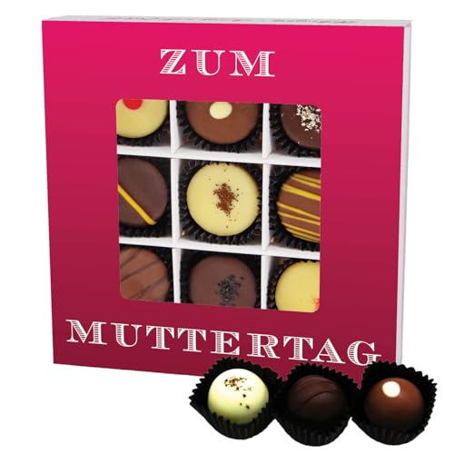 Hallingers Zum Muttertag L - Muttertagsgeschenk Pralinen Geschenk handmade teils mit Alkohol aus Edelkakao zum Muttertag für Mama (Box) - Ostergeschenke Osterkörbchen Ostereier & als Osterdeko | Glück von Hallingers Genuss Manufaktur