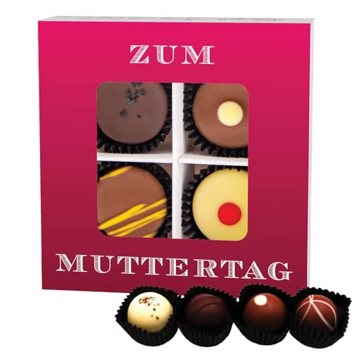 Hallingers Zum Muttertag - Muttertagsgeschenk Pralinen Geschenk handmade teils mit Alkohol aus Edelkakao zum Muttertag für Mama (Box) - Ostergeschenke Osterkörbchen Ostereier & als Osterdeko | Glückwu von Hallingers Genuss Manufaktur