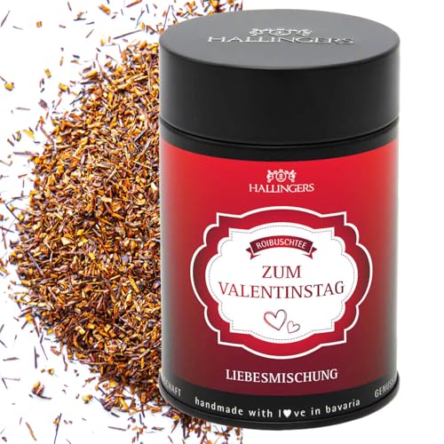 Hallingers Zum Valentinstag - Valentinstagsgeschenk Loser Roibusch-Tee/Rooibos mit Himbeere & Vanille (Dose) - Adventskalender Neuheiten & Adventskalender befüllen | Glückwunsch Silvester Freundschaft von Hallingers Genuss Manufaktur