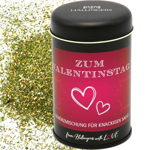 Hallingers Zum Valentinstag - pink - Gewürz-Mischung für Salate, Vorspeisen & Dressings als Geschenk (Dose) - Ostergeschenke Osterkörbchen Ostereier & als Osterdeko | Glückwunsch Jahrestag Genesung von Hallingers Genuss Manufaktur