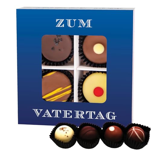 Hallingers Zum Vatertag - Vatertagsgeschenk Pralinen Geschenk handmade teils mit Alkohol aus Edelkakao zum Vatertag für Papa (Box) - Geschenkideen Weihnachten & Geschenke Weihnachten | Glückwunsch Jah von Hallingers Genuss Manufaktur