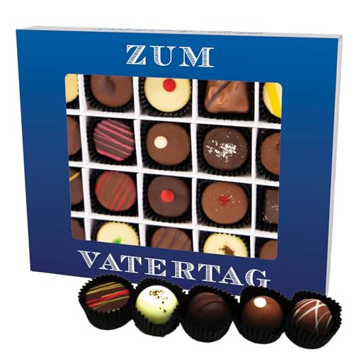 Hallingers Zum Vatertag XL - Vatertagsgeschenk Pralinen Geschenk handmade teils mit Alkohol aus Edelkakao zum Vatertag für Papa (Box) - Ostergeschenke Osterkörbchen Ostereier & als Osterdeko | Glückwu von Hallingers Genuss Manufaktur