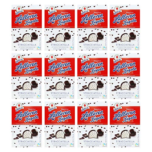 12er Pack Original Halloren Kugeln Stracciatella (12 x 125 g) Hallorenkugeln Halloren Schokolade von Halloren Schokoladenfabrik AG