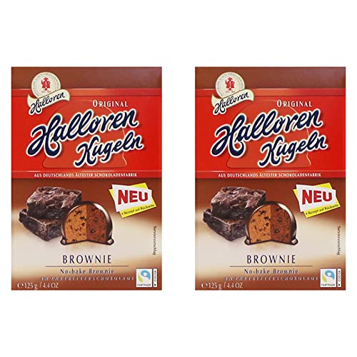 2er Pack Original Halloren Kugeln Brownie (2 x 125 g) Hallorenkugeln Halloren Schokolade von Halloren Schokoladenfabrik AG