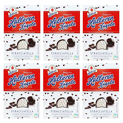 6er Pack Original Halloren Kugeln Stracciatella (6 x 125 g) Hallorenkugeln Halloren Schokolade von Halloren Schokoladenfabrik AG