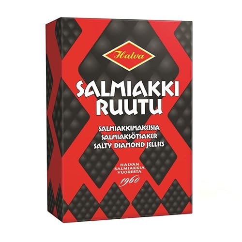 Halva Salmiakki Ruutu, Salmiak-Rauten aus Finnland, 240 Gramm von Halva