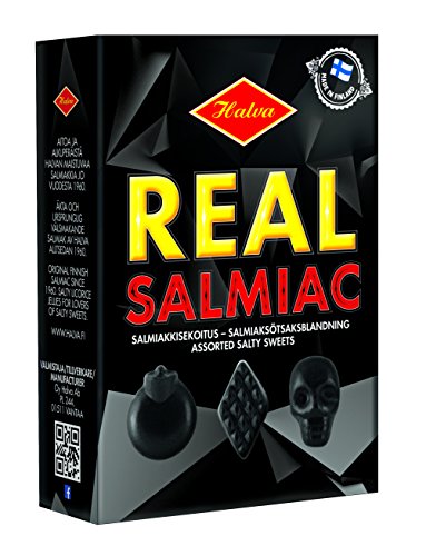 Salmiak-Mischung in der Box, salzig, Halva Real Salmiac aus Finnland von Halva