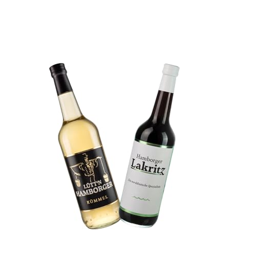 Aperitif & Digestif Drink Set: Lütt`n Hamborger Kümmel & Hamborger Lakritz-Likör – Alkohol Geschenk Mitbringsel 2 x 0,7l von Hamborger Lakritz