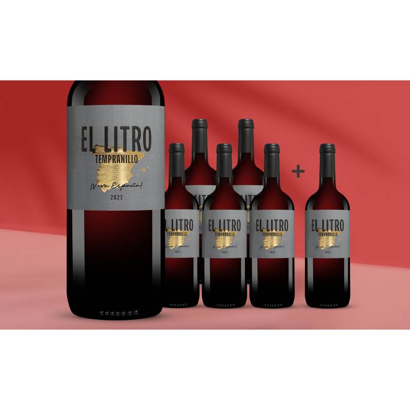 El Litro Tempranillo - 1,0 L. 2023  7L 13.5% Vol. Weinpaket aus Spanien von Hammeken Cellars