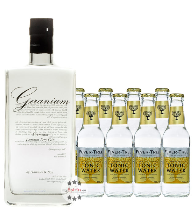 Geranium London Dry Gin & 8 x Fever-Tree Indian Tonic Water (44 % Vol., 2,3 Liter) von Hammer & Son