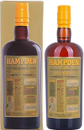 Hampden Pure Single Jamaican Rum aus Zuckerrohr 700 ml, 46% Vol. | Fruchtige, Süße Noten, Würzige Noten von rotem Pfeffer & Nelken, 7 Jahre in Eichenfässern gelagert, Ohne künstliche Zugabe von Zucker von Hampden