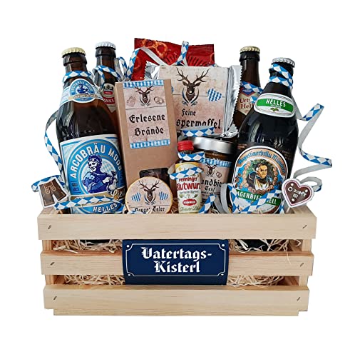 Bayrisches Vatertagsgeschenk mit Bier, Schnaps, Senf und Knabberartikeln | Das perfekte Geschenk zum Männertag von Handelsagentur Kasberger