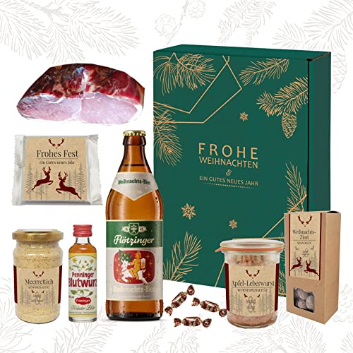 Geschenk Weihnachten | Frohe Weihnachten Tannengrün | Brotzeitbox für Männer | Weihnachtsbier (Tannengrün deftig 3) von Handelsagentur Kasberger