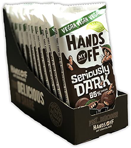 Hands Off My Chocolate Seriously Dark 85% Cocoa Vegan (12 x 100g) | All Natural Fair Chocolate | Laktosefrei | 12 einzeln verpackte Tafeln vegane Schokolade | Dunkle Schokolade von Hands Off my Chocolate