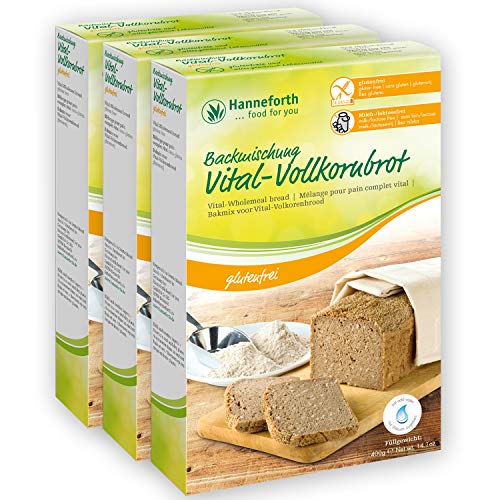 Glutenfreie Backmischung Vital-Vollkornbrot | 3 * 400g | Hanneforth von Hanneforth