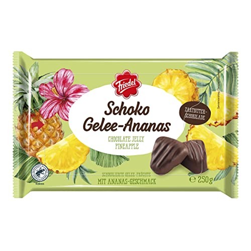 Friedel Schoko Gelee Ananas Gelee mit Zartbitter Schokolade 250g von Hans Riegelein & Sohn GmbH & Co. KG Tiembacher Str. 11-13 D-90556 Cadolzburg