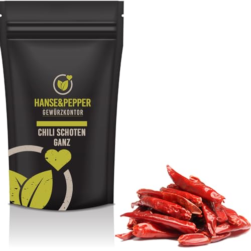 100g Chili ganz Chili Schoten rot Chilis getrocknet ganz 4-7cm scharf von Hanse&Pepper Gewürzkontor