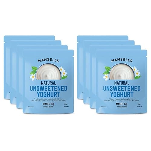 Hansells Natur-Joghurt ungesüßt, 8 Beutel – Perfekte Starterkultur für hausgemachten, gesunden Joghurt von Hansells