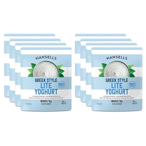 Hansells griechischer Joghurt Light, 8 Beutel – Leichter, fettarmer Joghurt, einfach zubereitet von Hansells